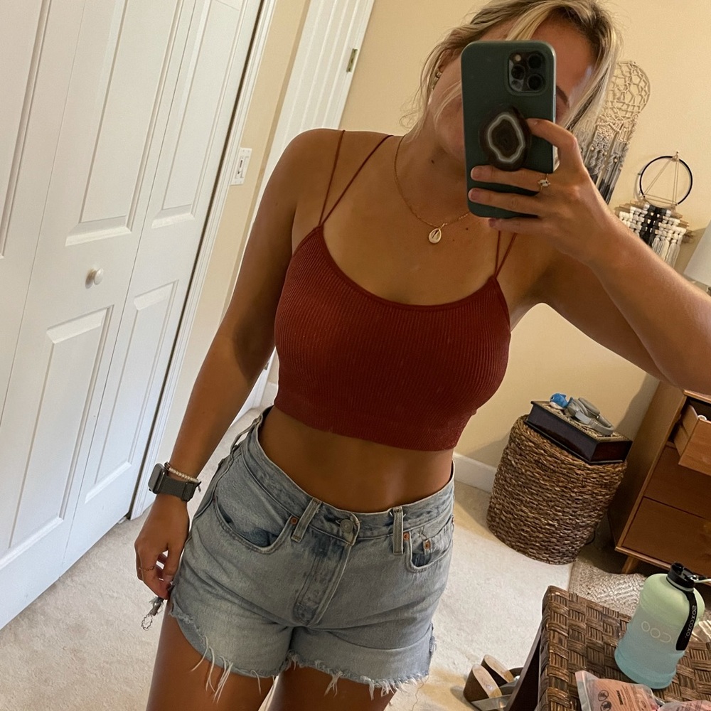 Burnt Orange Sparkle Crop Tank